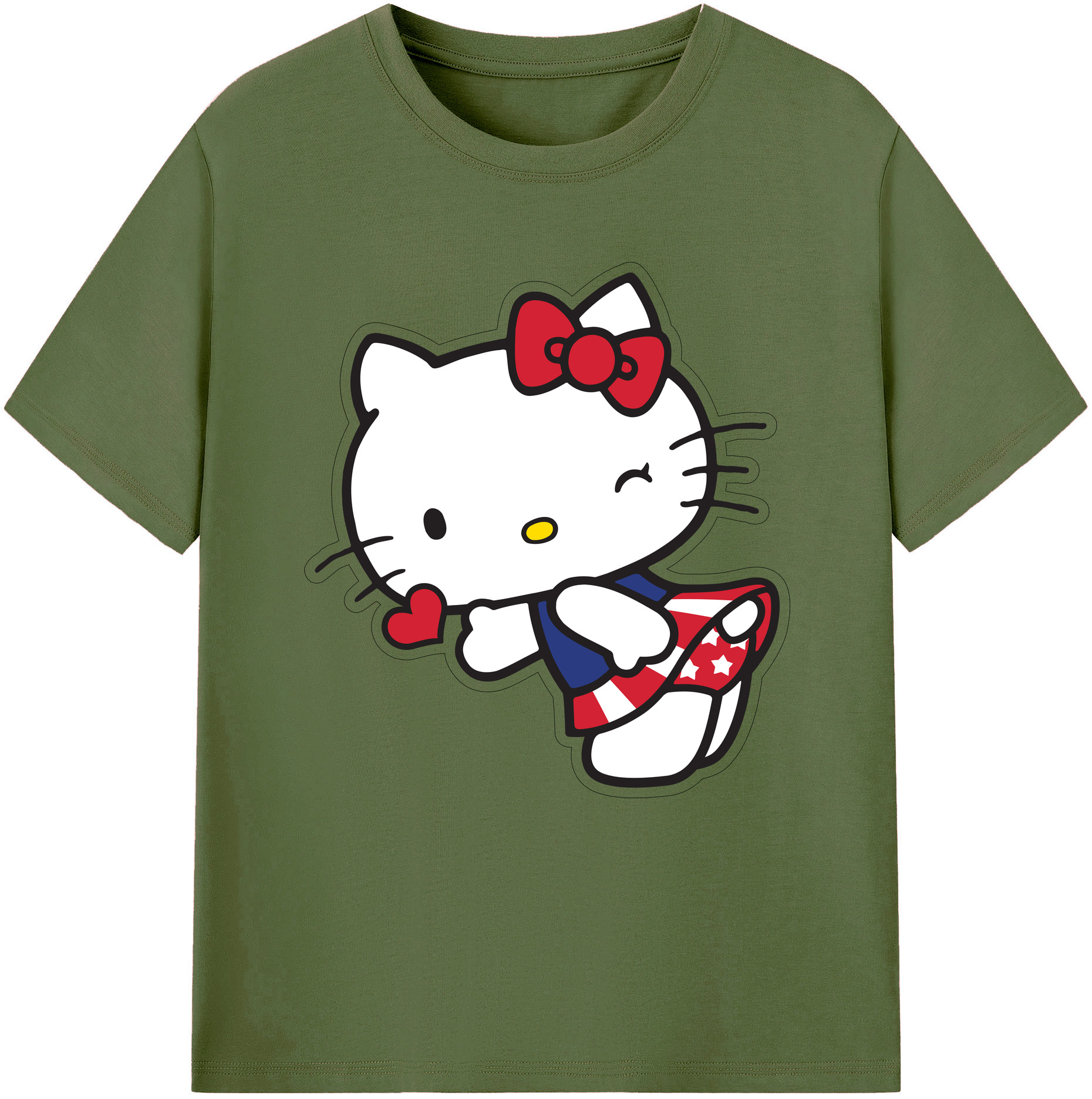 （画像用） Hello Kitty ハローキティ 綿100％半袖Tシャツ（フロントプリント）